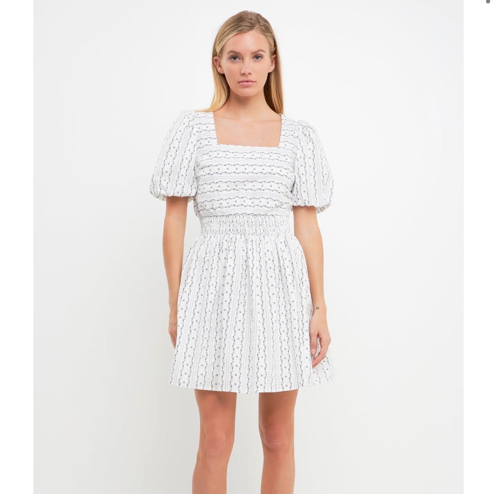 ENGLISH FACTORY FLORAL PRINT COTTON MINI DRESS